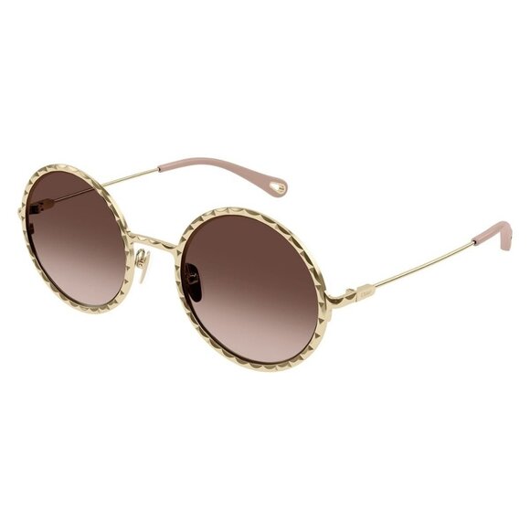 New CHLOE Gold Round CH0230S 002 Sunglasses Women - Picture 1 of 5
